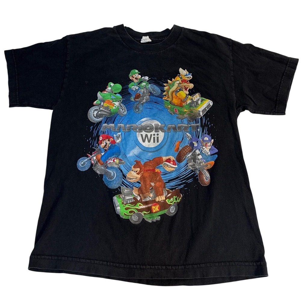 Vintage Y2K Nintendo Wii Mario Kart T Shirt Boys Large 10-12 Video Game Promo 08